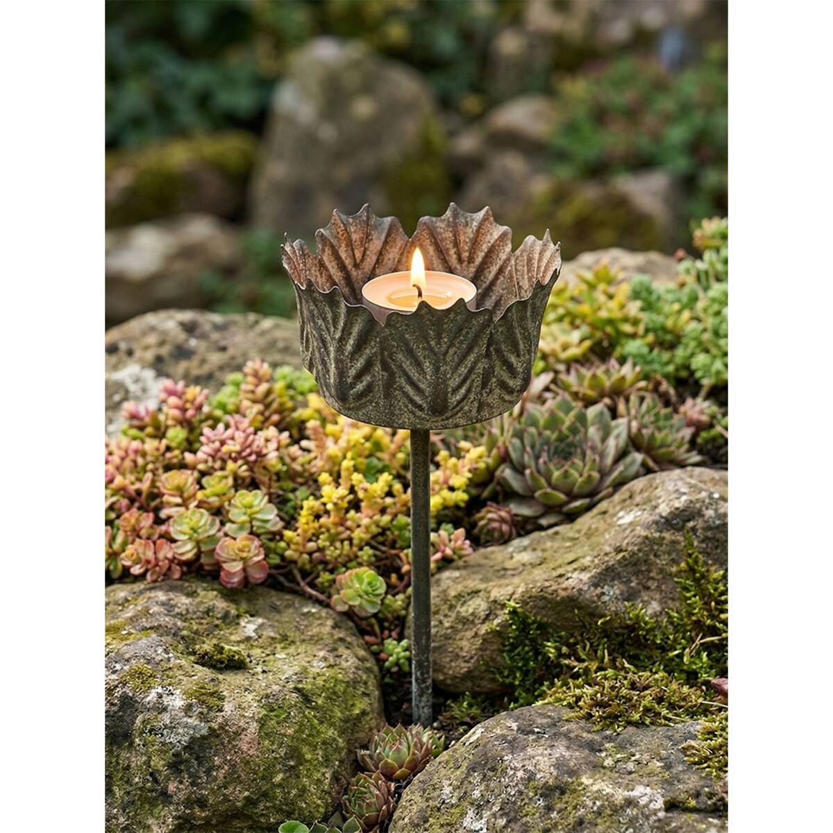 LAMPION DO WBICIA OGRODOWY METALOWY LOFT ZIELONY ŚWIECZNIK TEALIGHT 100cm