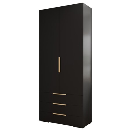Szafa z szufladami wysoka INOVA 1 2D 3SZ czarny+złoty