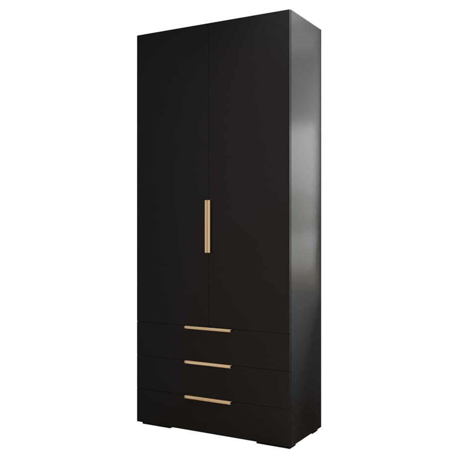 Szafa z szufladami wysoka INOVA 1 2D 3SZ czarny+złoty