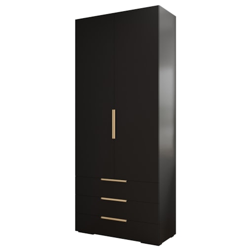 Szafa z szufladami wysoka INOVA 1 2D 3SZ czarny+złoty