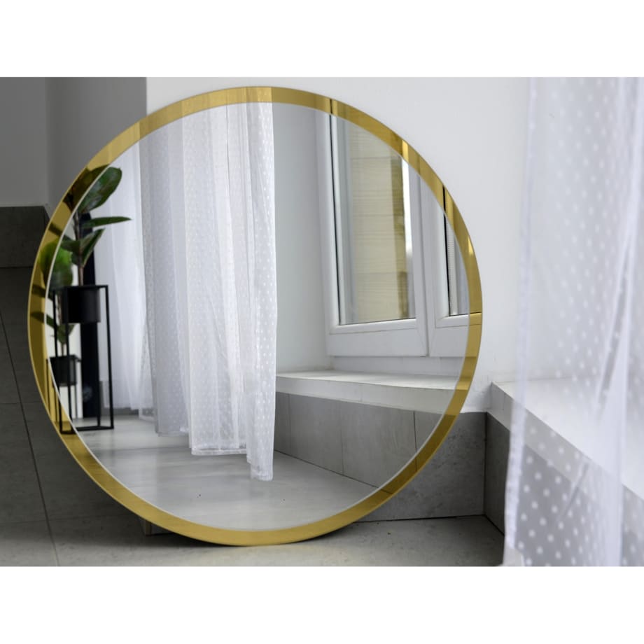 Lustro okrągłe BELLA srebrno złote z podświetleniem LED fi 100