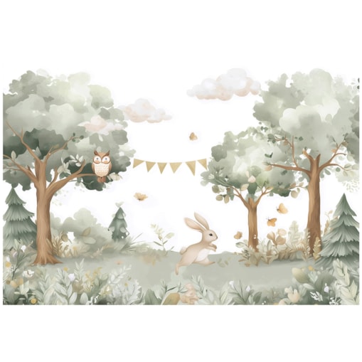 Fototapeta Dla Dzieci Na Flizelinie Las Sowa Zielony 300x210