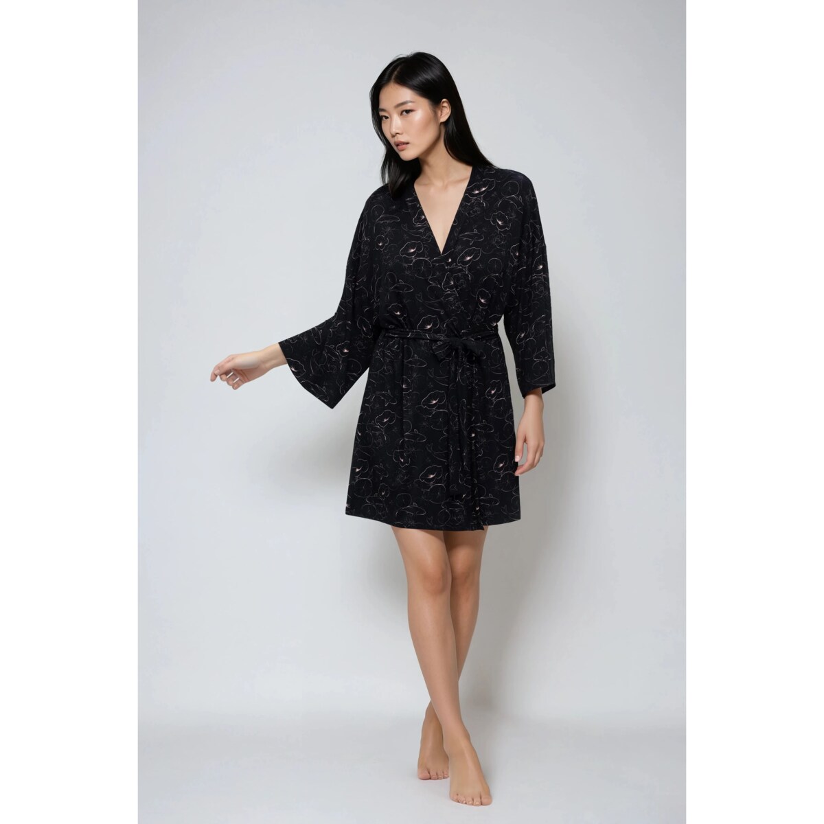 Szlafrok Koi Beżowo-Czarny Beżowo-Czarny, M