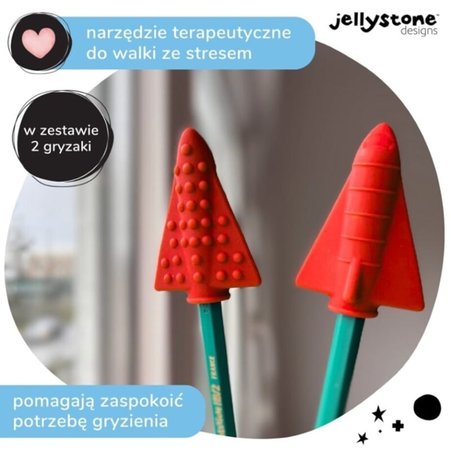 Nakładki antystresowe na ołówek 2 szt. czerwony Jellystone Designs