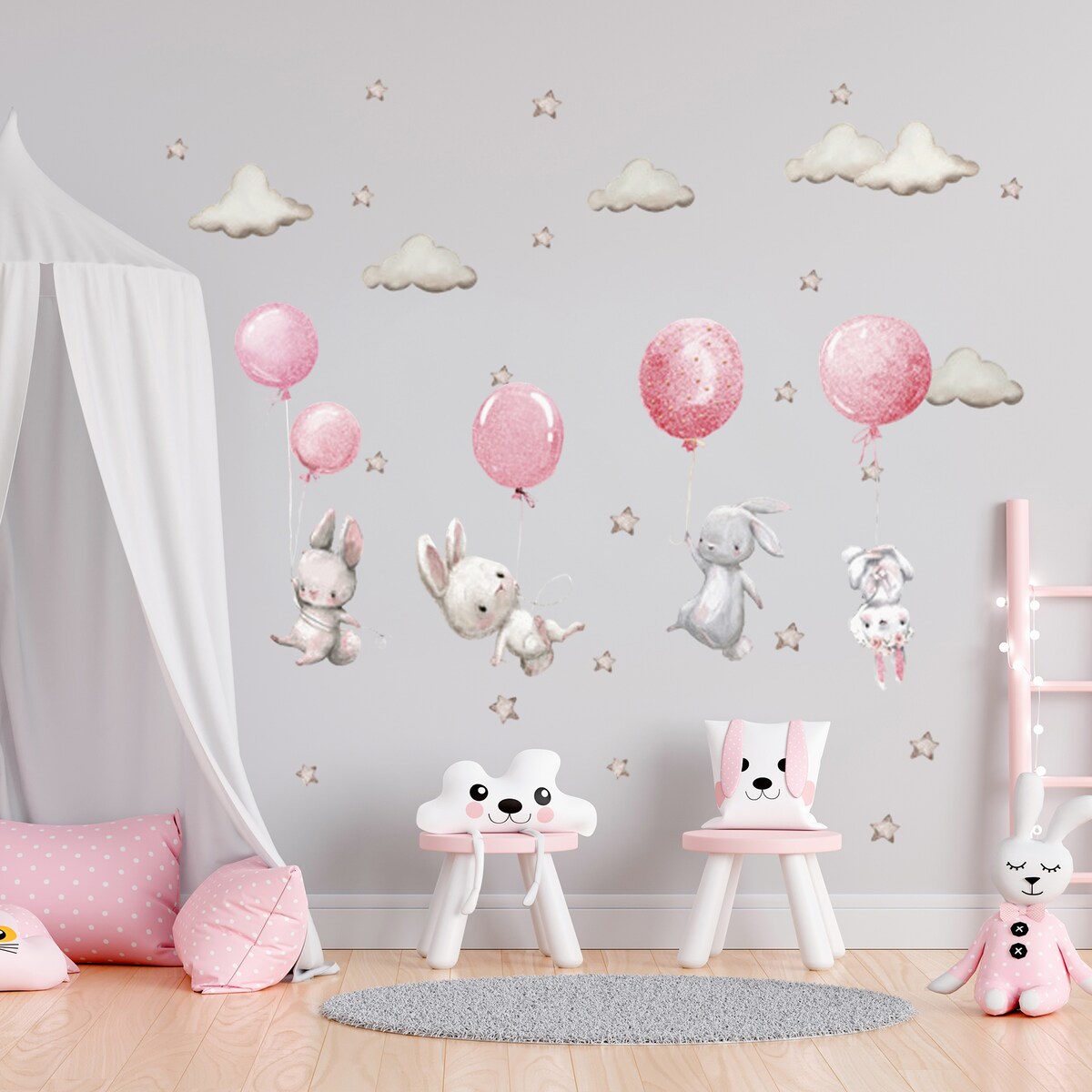 naklejki na ścianę do pokoju dziecka, sipo, różowe balony