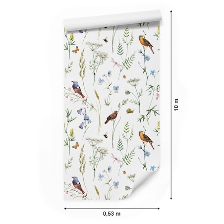 Tapeta PTAKI Kolibry Kwiaty Liście