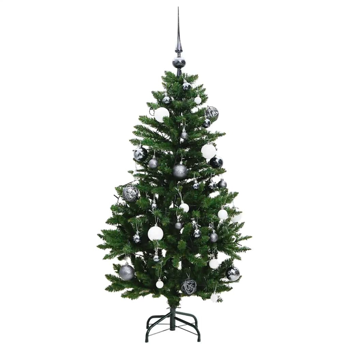 vidaXL Sztuczna choinka na zawiasach, 150 lampek LED i bombki, 150 cm