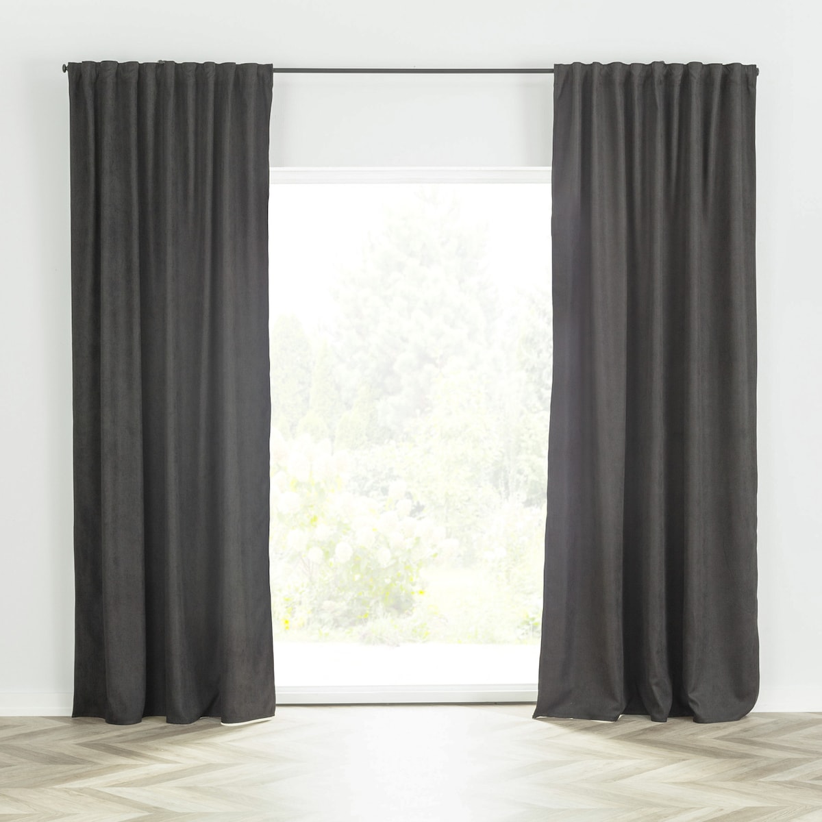 Zasłona BASIC na taśmie marszczącej 140x260cm czarny szenil 1 szt. 140x260 czarny