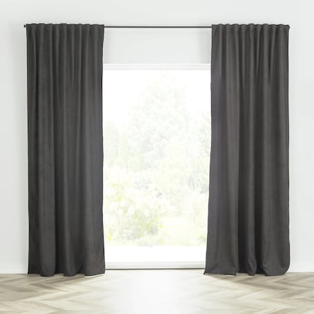 Zasłona BASIC na taśmie marszczącej 140x260cm czarny szenil 1 szt. 140x260 czarny