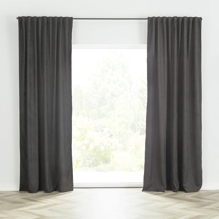 Zasłona BASIC na taśmie marszczącej 140x260cm czarny szenil 1 szt. 140x260 czarny