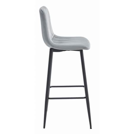 Hoker Do Jadalni Kuchni Baru Wysoki Pozza - Aksamit Srebrno-Szary / Nogi Czarne X 4