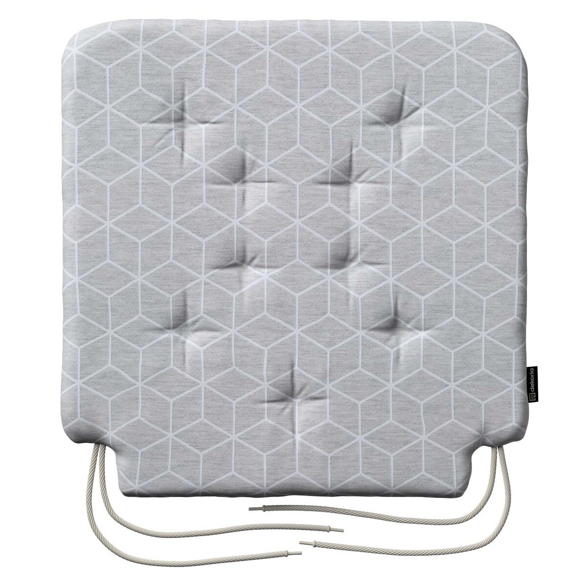 Poduszka na krzesło Olek, wzór sześcianów na szarym tle, 42 x 41 x 3,5 cm, Sunny