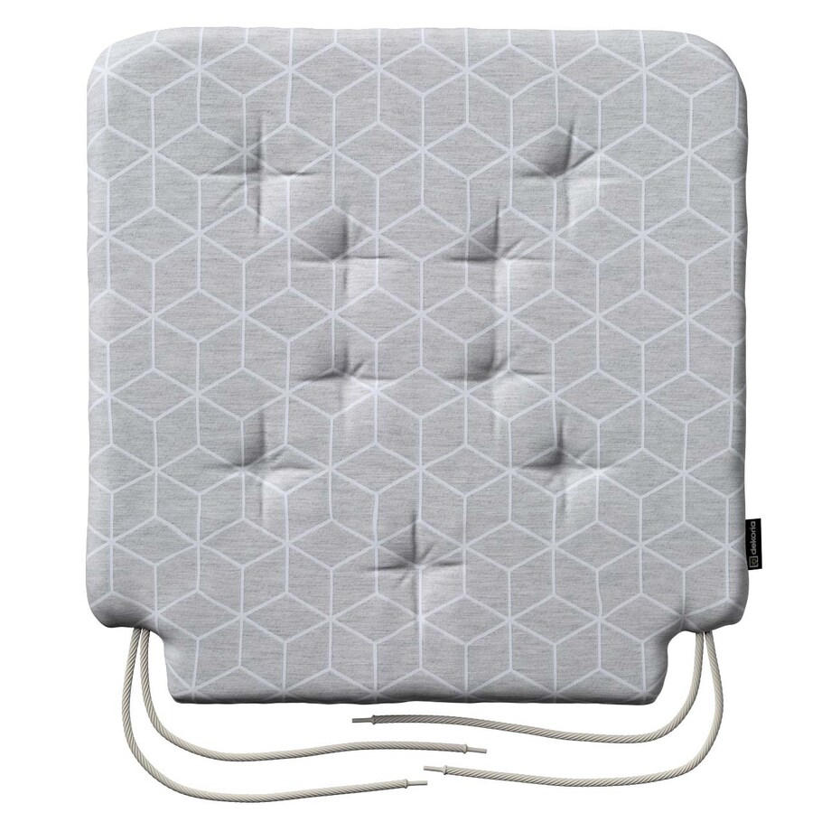 Poduszka na krzesło Olek, wzór sześcianów na szarym tle, 42 x 41 x 3,5 cm, Sunny