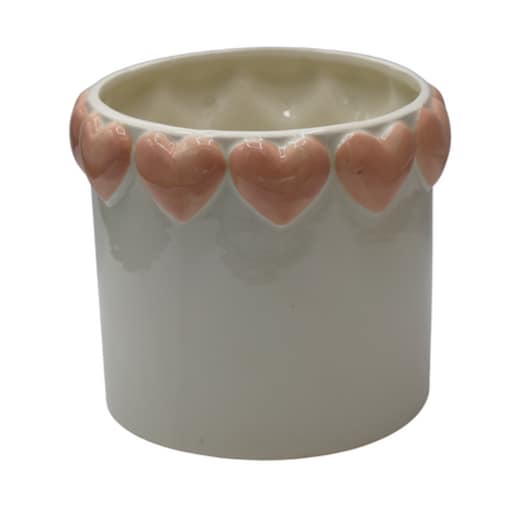 Doniczka z różowymi serduszkami 18,5x18,5x16 cm OLLA