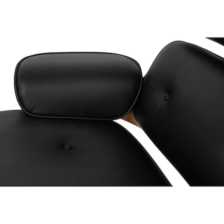 Obrotowy fotel Lounge KH1501100143 czarny z podnóżkiem sklejka jesion, King Home