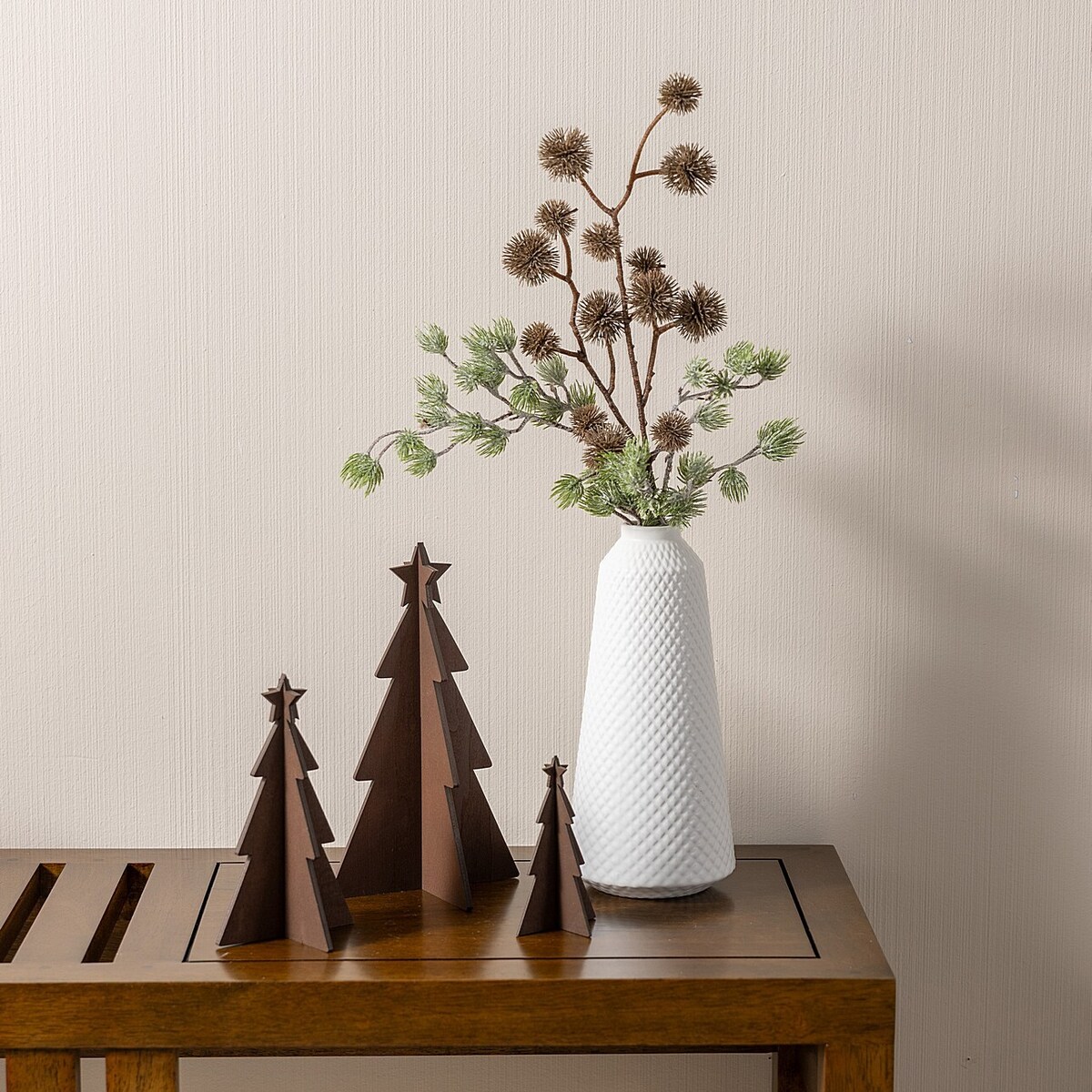 Dekoracja Rustic Trees 3 szt. brown boże narodzenie, święta, świąteczne, brązowy, 14/10/7x25/18/12 cm