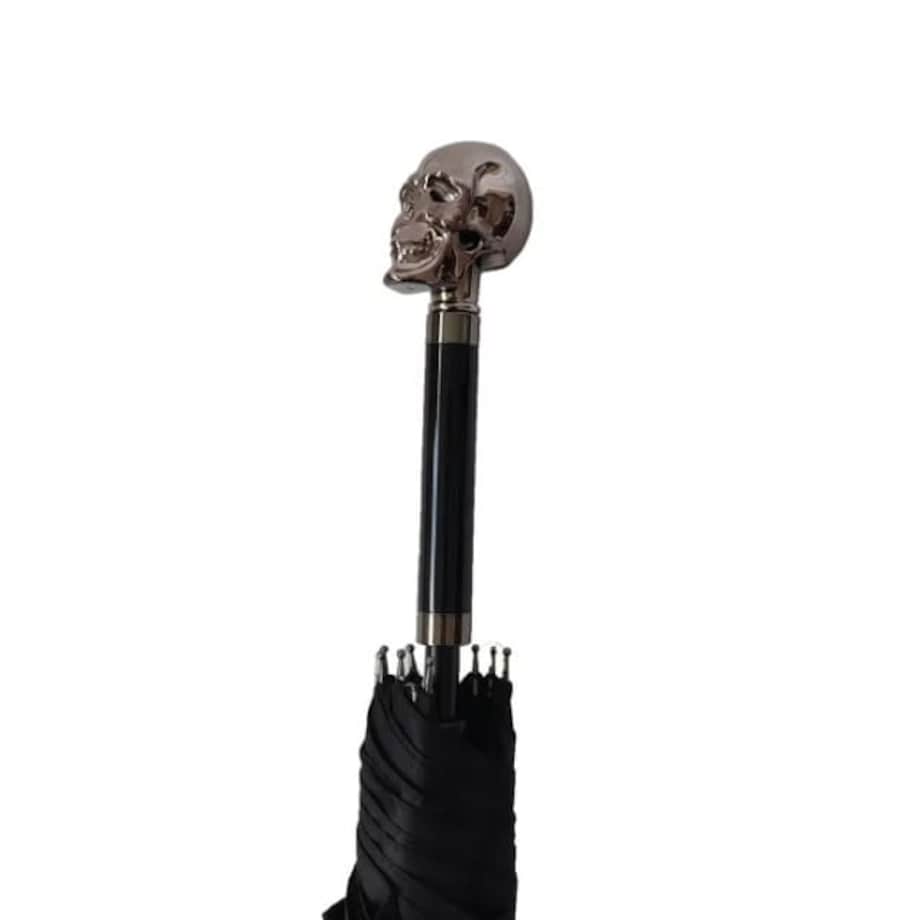 Długi parasol Skull, czarny