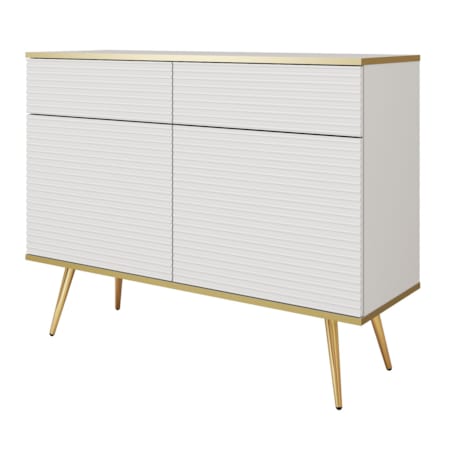 Komoda krótka 107 POLO na wysokich nóżkach z ryflowanymi frontami, biała