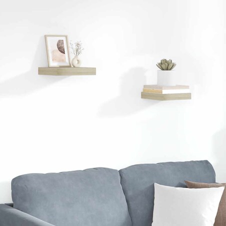 vidaXL Półki ścienne, 2 szt., kolor dębowy, 23 x 23,5 x 3,8 cm, MDF