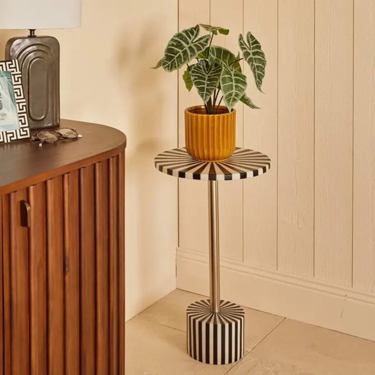 Stolik pomocniczy, boczny, Ø36 cm, marmur, Nema