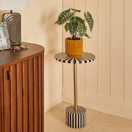 Stolik pomocniczy, boczny, Ø36 cm, marmur, Nema