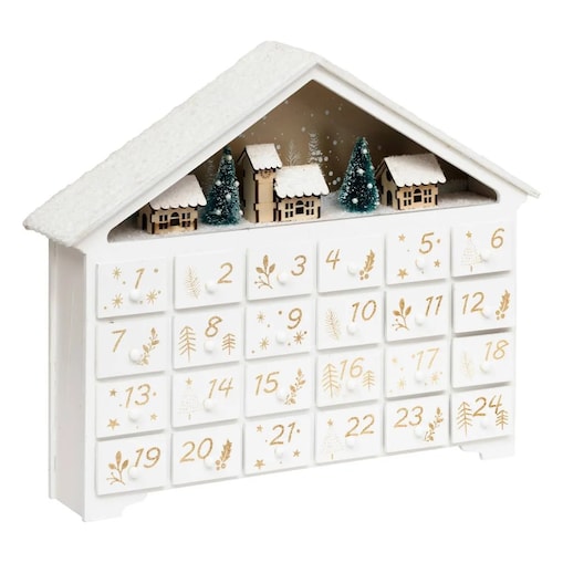 Kalendarz adwentowy Domek biały 41x33 cm