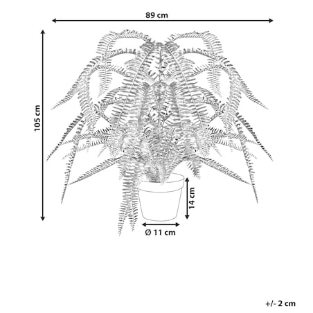 Sztuczna roślina FERN LEAF PLANT 105 cm Zielony