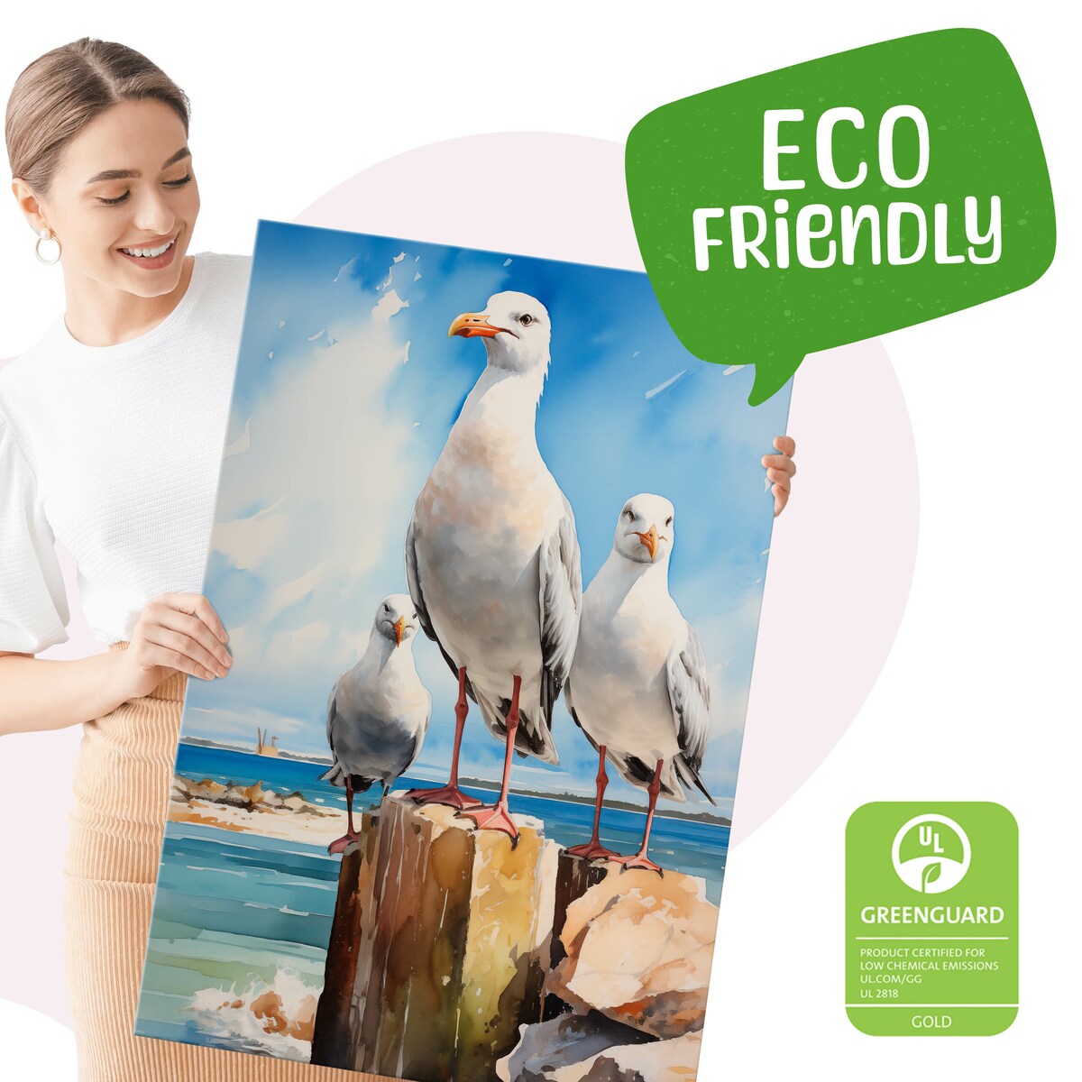 Obraz Na Płótnie Abstrakcyjne Mewy Na Tle Morza 40x60cm