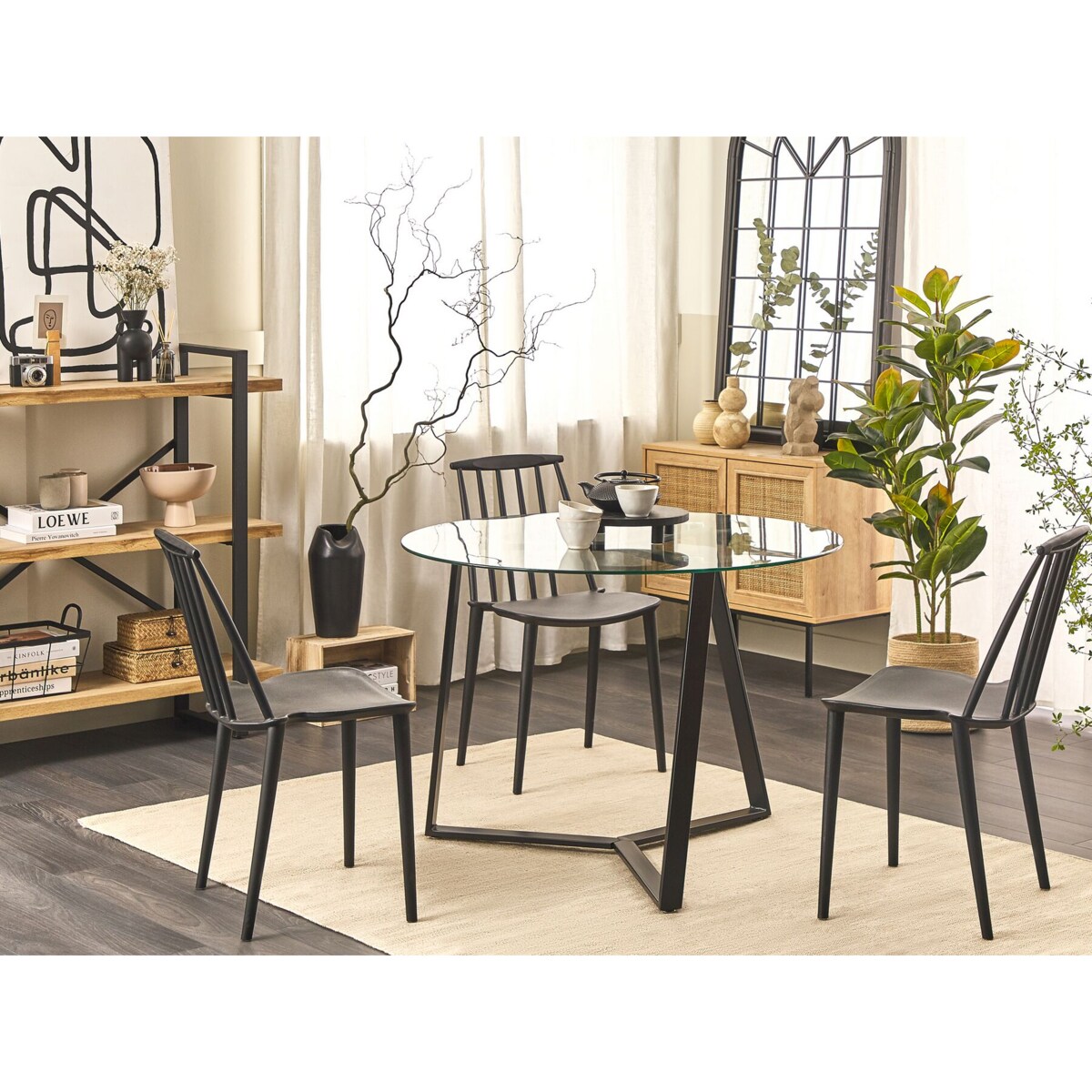 Stół do jadalni szklany okrągły ⌀ 100 cm czarny KEBRI