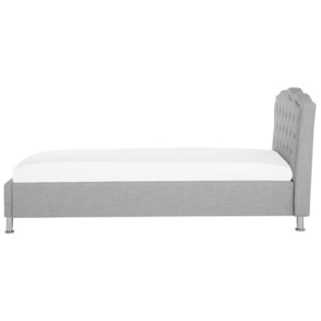 Łóżko z pojemnikiem tapicerowane 90 x 200 cm szare METZ