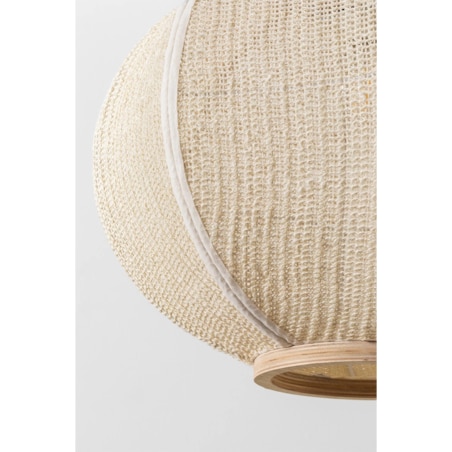 Lampa wisząca z lnu Ziyec, kremowa, Ø50 cm
