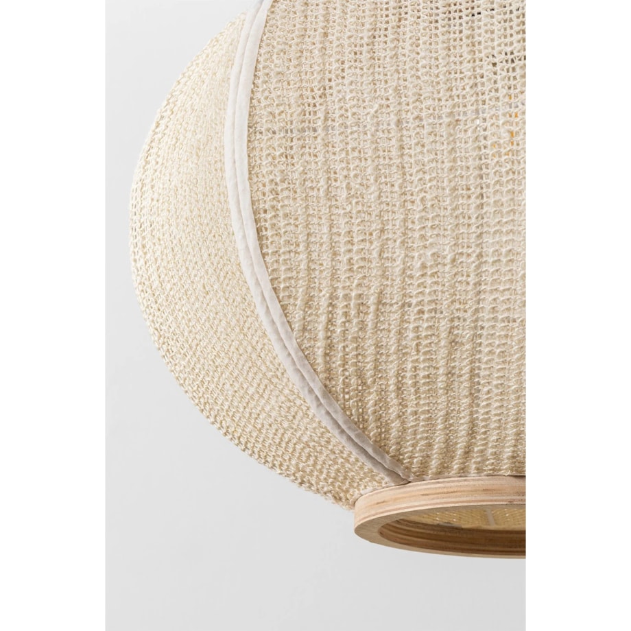 Lampa wisząca z lnu Ziyec, kremowa, Ø50 cm