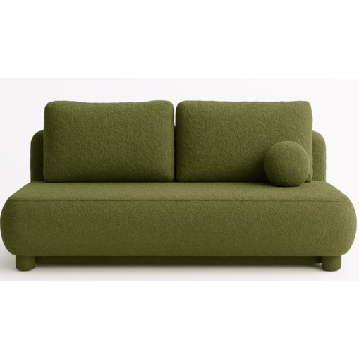 Kanapa Nowoczesna MAJA z funkcją spania w tkaninie boucle - zielony