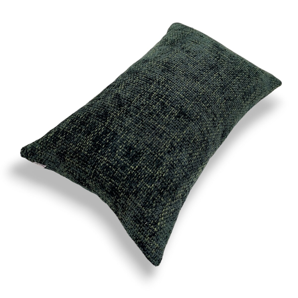 Zielona poduszka dekoracyjna z tkaniny szenilowej 55x35 Cyntia butelkowa zieleń