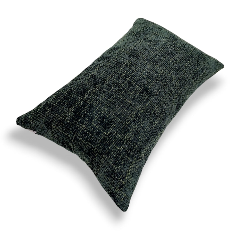 Zielona poduszka dekoracyjna z tkaniny szenilowej 55x35 Cyntia butelkowa zieleń