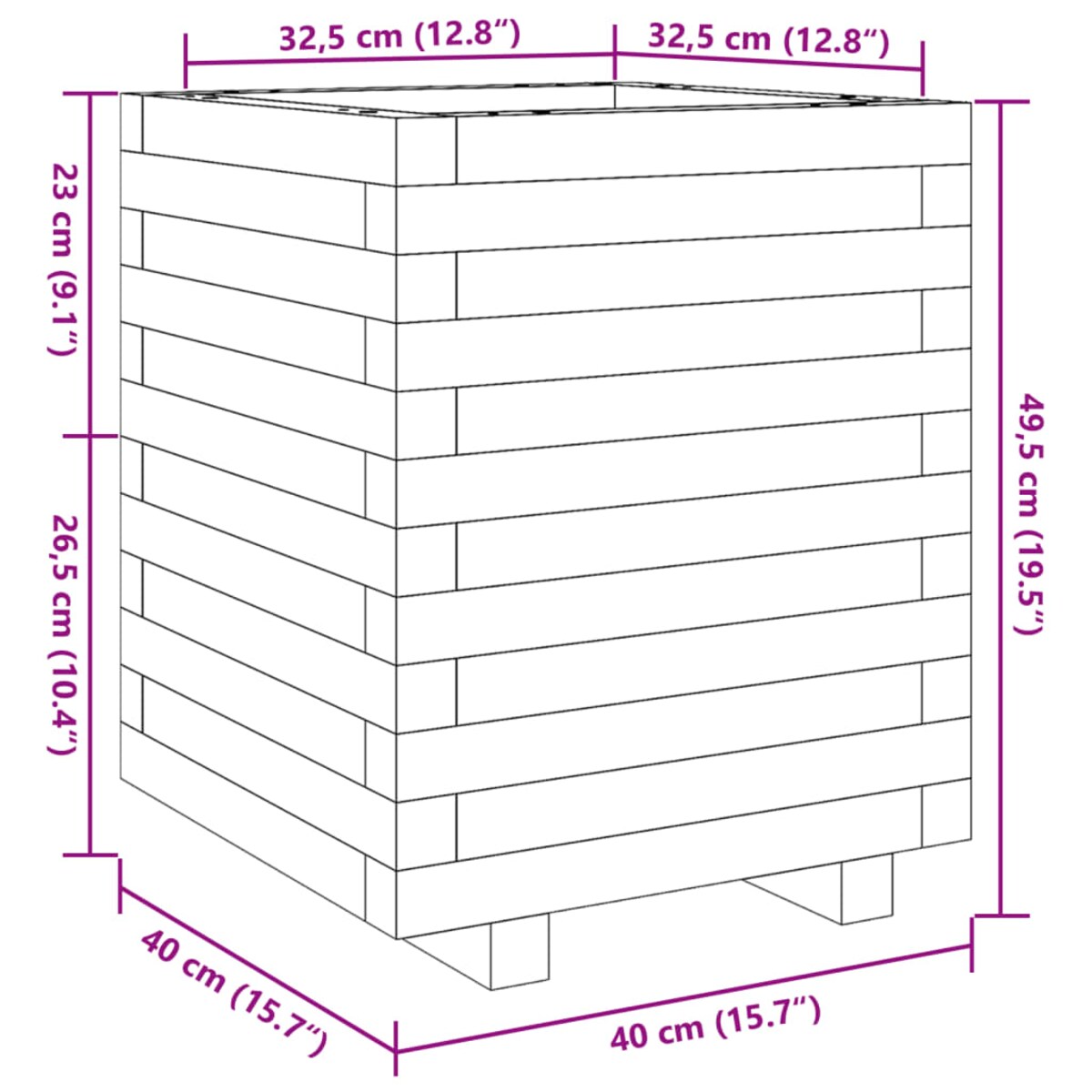 vidaXL Donica ogrodowa, biała, 40x40x49,5 cm, lite drewno sosnowe