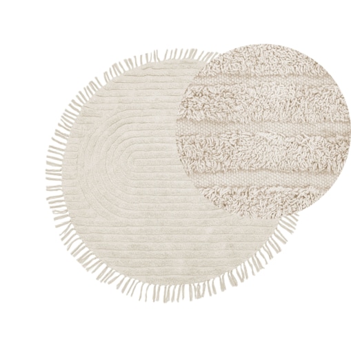 Dywan okrągły bawełniany ø 140 cm beżowy HALFETI