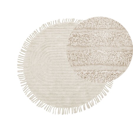 Dywan okrągły bawełniany ø 140 cm beżowy HALFETI