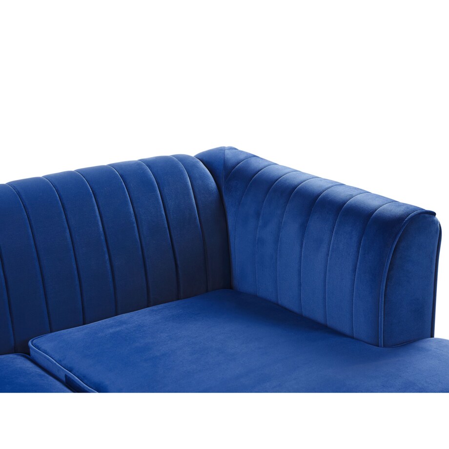 Narożnik welurowy lewostronny niebieski TIMRA