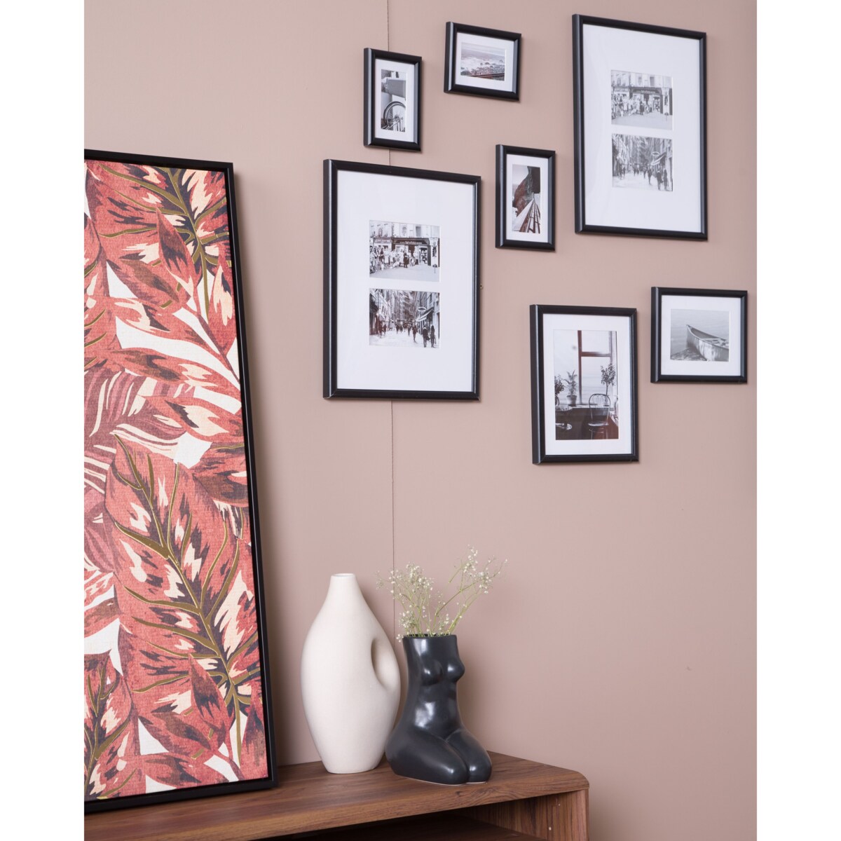 Galeria ścienna krajobrazy 7 ramek czarna ZINIARE