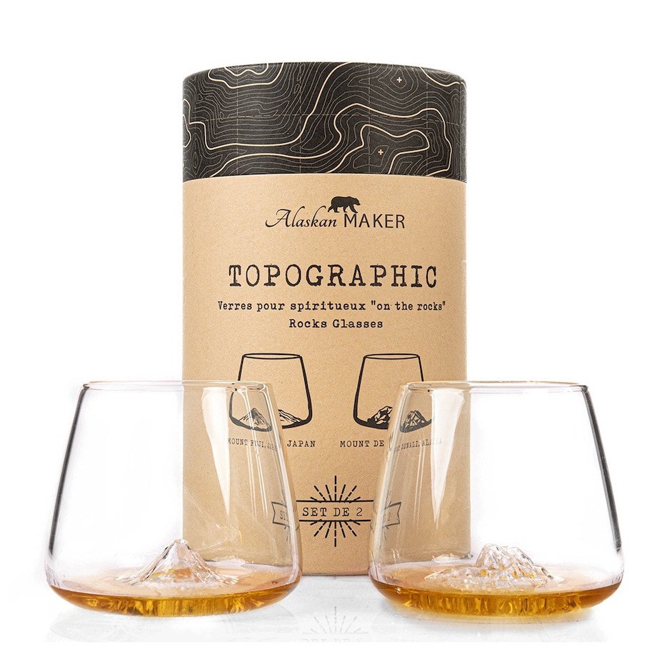 Zestaw 2 szklanek do whisky - Topographic - Fuji & Denali