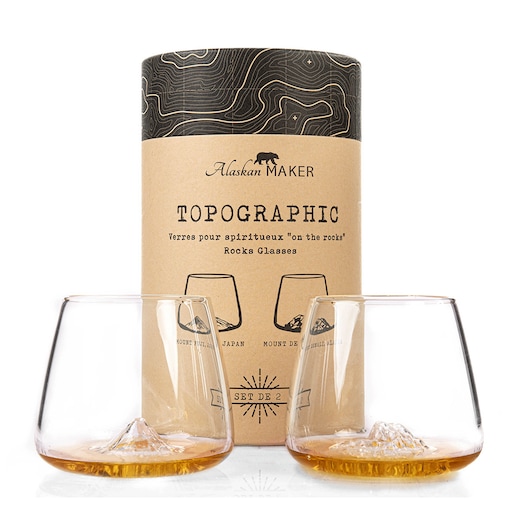 Zestaw 2 szklanek do whisky - Topographic - Fuji & Denali