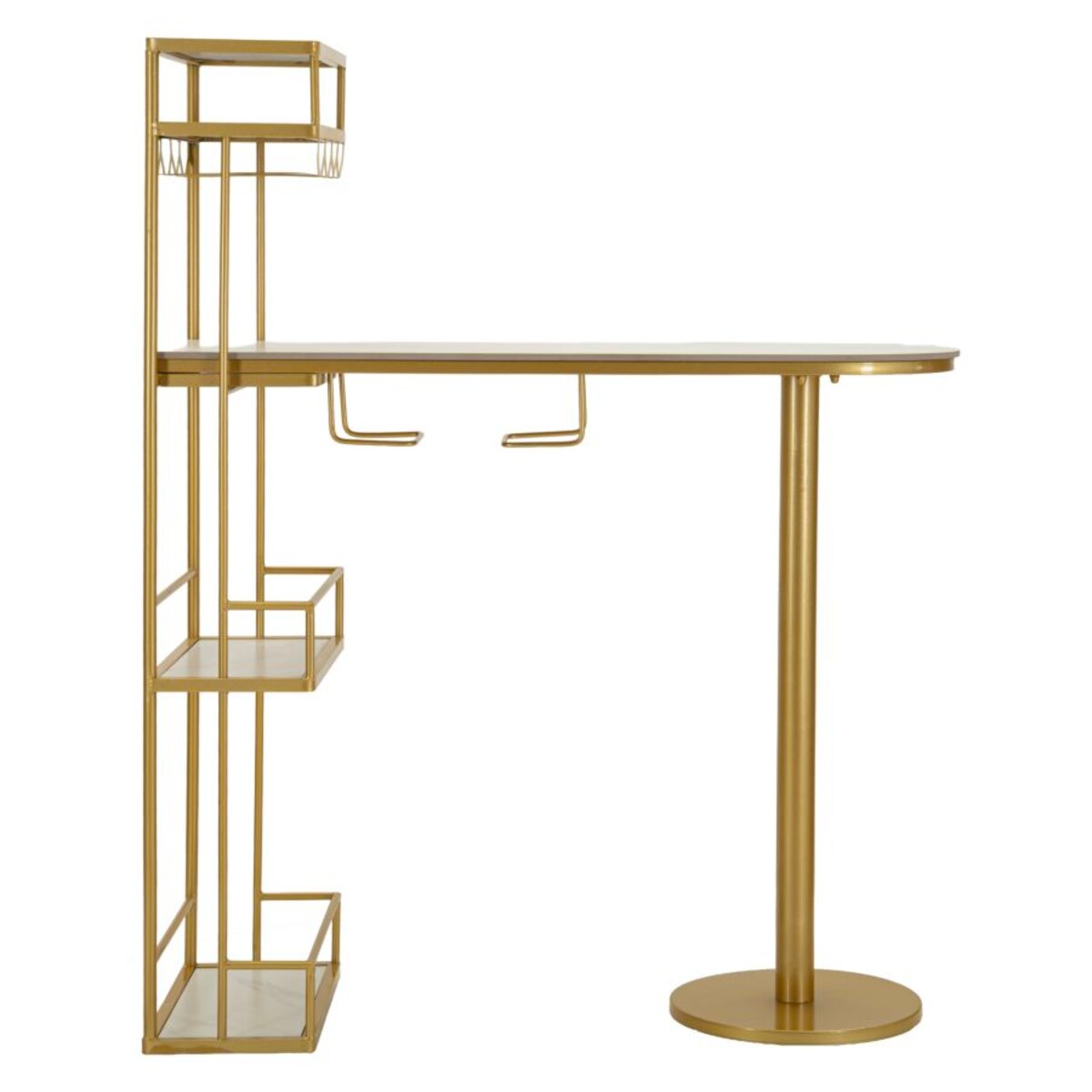 Mebel barowy Luxy, kolor złoty i biały, metal i sztuczny marmur, 120 x 45 x 150 cm, Mauro Ferretti