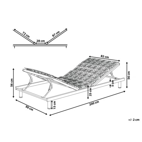 Stelaż pod materac regulowany 90 x 200 cm STAR