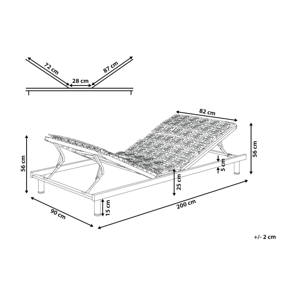 Stelaż pod materac regulowany 90 x 200 cm STAR