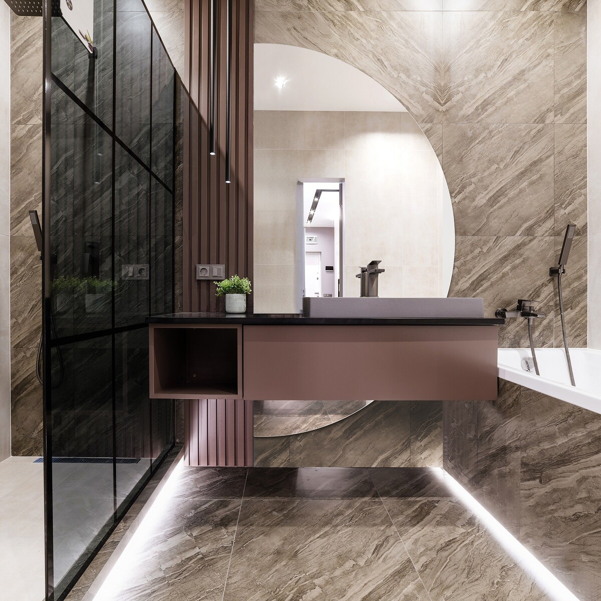 Lustro półokrągłe w dwóch częściach - DOPPIO