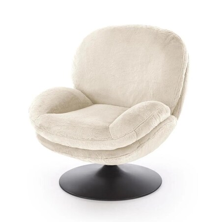 Fotel tapicerowany SHELL kremowy obracany