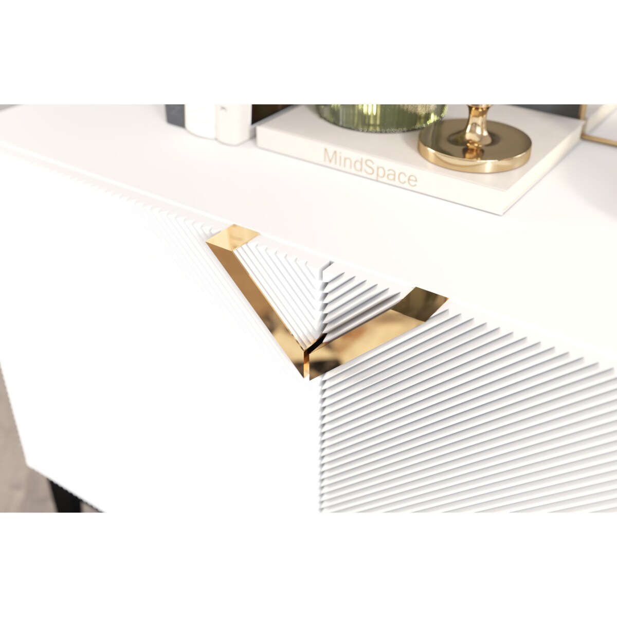 Drewniana komoda Visby DEMI LONG / kolor biały + czarne nogi