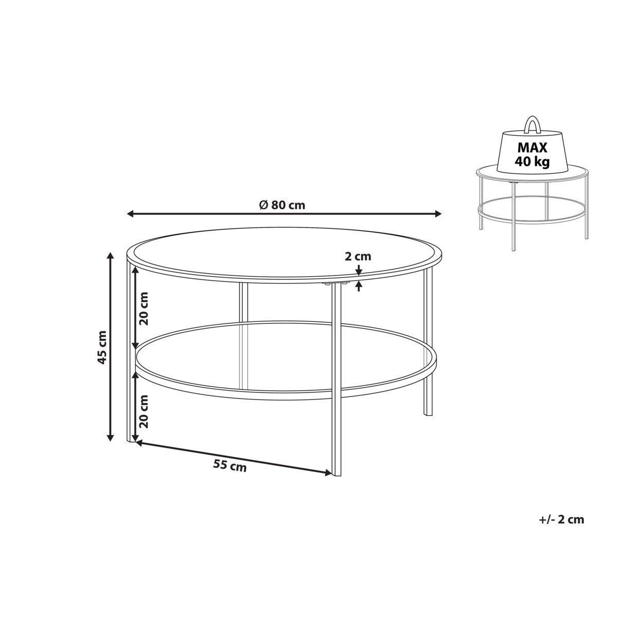 Stolik kawowy TELLAKA Szkło hartowane Czarny