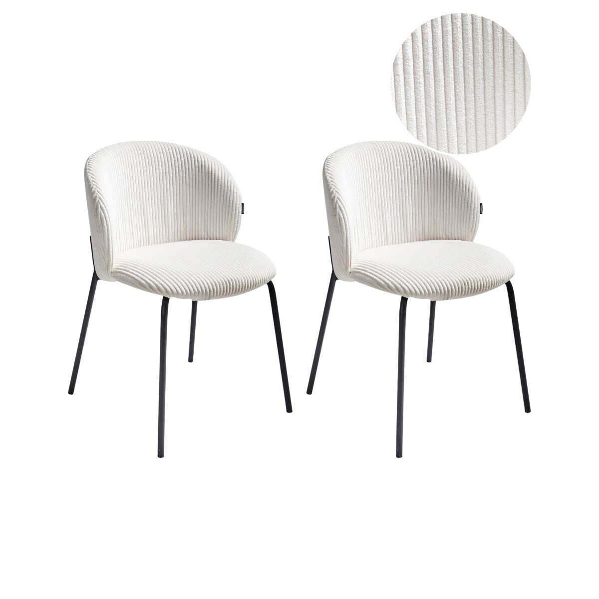 Zestaw 2 krzeseł do jadalni MILES Sztruks Złamana biel